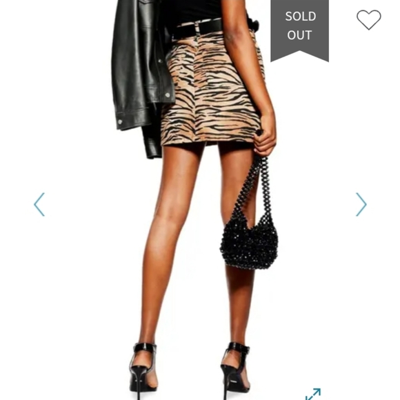 TOPSHOP Denim Tiger Print Skirt NWOT - Picture 4 of 11